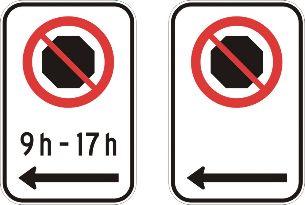 Interdiction d'arrêt (gauche)